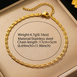 18K gold plated stainless steel geometric chain bracelet with twisted link design