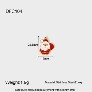 Christmas Santa Claus pendant detail showing 22.5x17mm size and epoxy enamel finish