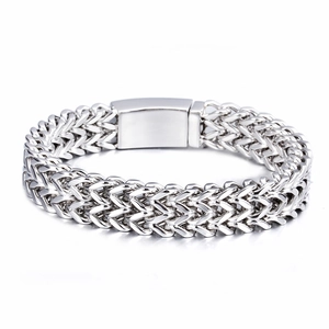 Men's titanium steel dragon bone chain bracelet with polished metal magnetic clasp