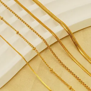 18K Gold Plated Stainless Steel Chain Necklace Minimalist Hypoallergenic Dainty Jewelry For Women Men