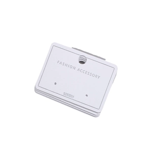 Stack of white PVC earring display cards with 925 silver needle and fashion text