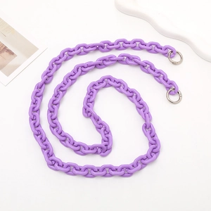 Colorful acrylic crossbody chain strap for mobile phone cases and bags in purple finish