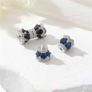 Chiusura a corona in zircone placcato oro 14K per collane di perle fai da te