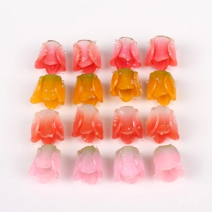 Shrink-wrap acrylic tulip flower charms in 4 colors for DIY jewelry and hair accessories