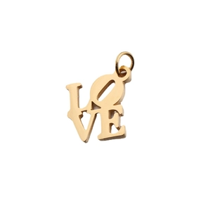 Gold stainless steel LOVE hollow pendant with jumping ring for DIY jewelry making