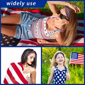 Knotted American flag yoga headband with vintage stars and stripes for sports and fitness