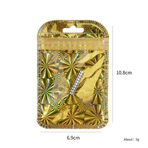 Set van 10 cilindrische cat eye nail art magneten in gouden holografische verpakking