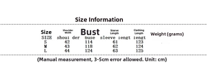 Detailed size chart for women long double breasted suede coat with specific measurements