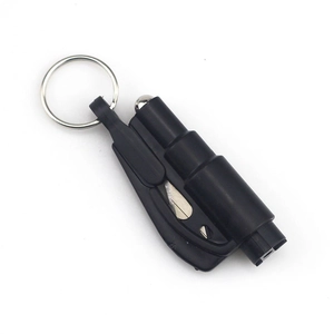Porte-clés 2-en-1 mini brise-vitre de voiture et coupe-ceinture de sécurité noir