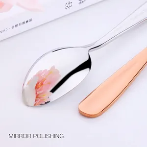 Polierte Mini-Dessertlöffel aus 18/10 Edelstahl in Silber- und Roségold-Finish