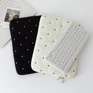 Quilted Polka Dot Laptop Sleeve Cotton Shockproof Tablet Inner Bag Korean Ins Style Minimalist Portable Zippered Cover