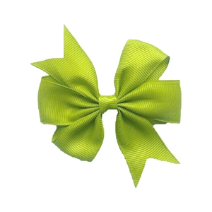 Neon green grosgrain ribbon bow hairclip for baby girls with ribbed texture