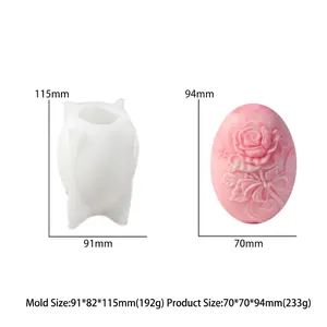 Detalle del molde de silicona de rosa mini con dimensiones y textura del producto