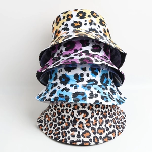 Vintage Leopard Print Bucket Hat For Women Polyester Sunshade Fisherman Hat Fashion Wide Brim Basin Hat Travel Outdoor Sun Hat