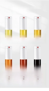 Detail of 6-piece glass kitchen seasoning bottle set for oil, soy sauce, and vinegar