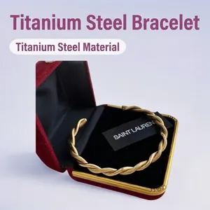 Stainless Steel Cuff Bracelet Twisted Rope Cable Design Gold Silver Two Tone Adjustable Open Bangle Fashion Jewelry For Women