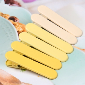 Detailed view of six gradient candy color matte seamless duckbill hair clips set