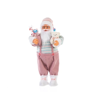 Statuetta di Babbo Natale rosa con orsetto per decorazioni domestiche natalizie