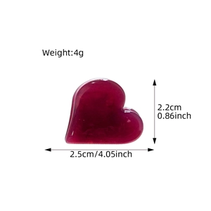 Mini pince à cheveux en forme de cœur rouge foncé en acétate pour enfants et femmes