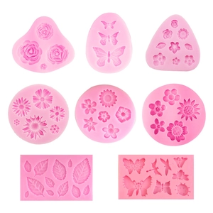 8-piece pink silicone flower and insect molds for DIY soap and candle making
