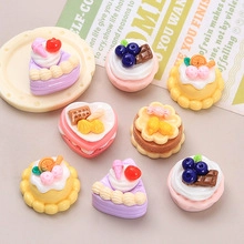 Detail view of 8 miniature resin cake charms for DIY crafts and hair accessories