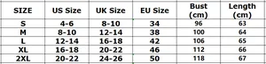 Detailed size chart for women's V-neck shirt showing US, UK, EU sizes and measurements