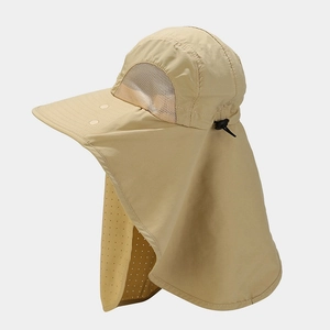 Chapeau de soleil extérieur avec protège-nuque et large bord anti-UV couleur kaki