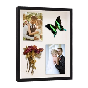 Shadow Box Picture Frame Deep Hollow Wood Display Case For Dried Flowers Specimens Medals Souvenirs Desktop Wall Mount Minimalist