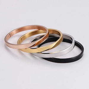 Minimalist stainless steel bangles in gold, rose gold, silver and black finishes