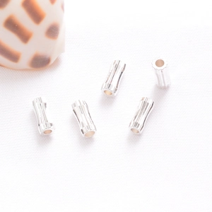 Perles barils filetées en argent brillant pour bracelets DIY en tubes métalliques