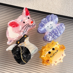Cartoon Animal Acetate Hair Claw Clips Pufferfish Mouse Cat Shell Design Cute Shark Clip Hair Styling Accessories For Women