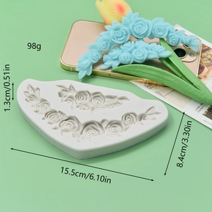 Grey silicone rose flower border mold for cake decor and soap making measuring 15.5cm