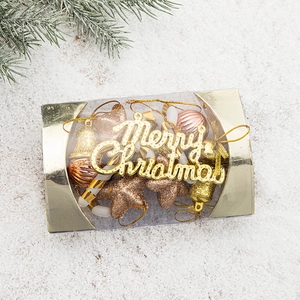 Christmas Ornaments Hanging Pendant Plastic Electroplated Glitter Star Bell Candy Cane Letter Sign Ball Tree Decor