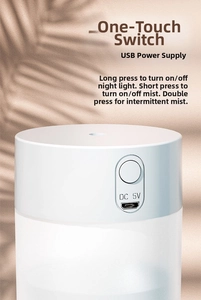 Detail view of portable USB humidifier featuring Micro-USB port and DC 5V power input