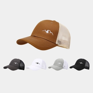 Trucker Hat Mesh Breathable Cotton Adjustable Baseball Cap With Mountain Embroidery Outdoor Sun Protection For Men Women