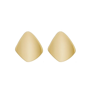 Matte gold geometric diamond stud earrings for women with minimalist brushed metal finish