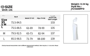 Size chart showing XS to L measurements for the one-shoulder hollow beach vacation dress