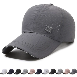 Breathable Mesh Baseball Cap Extended Brim Quick Dry Outdoor Summer Sun Hat Adjustable Letter M Embroidery For Men Women