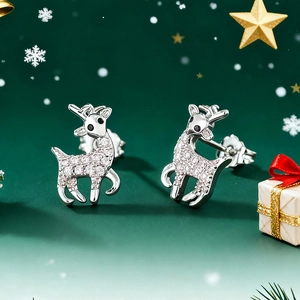 Orecchini A Lobo Renna Rame Zirconia Cubica Natale Festa Cervo Animale Gioielli Per Donne Regalo Elegante