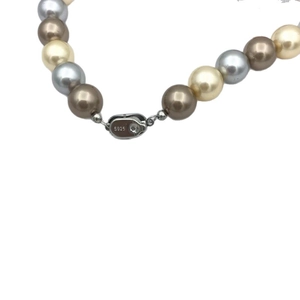 Multicolor beaded necklace with S925 sterling silver clasp and gradient pearls