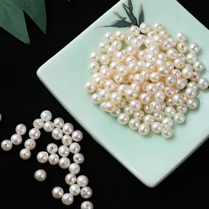 4-5mm natural freshwater pearls with large holes for DIY jewelry making in white gloss