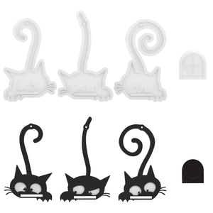 Dettaglio del set di stampi in silicone per gatti fai-da-te con forme di cartoni animati