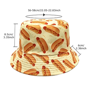 Chapeau bob imprimé hot-dog pour hommes et femmes en sergé beige pour la protection solaire