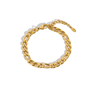 Minimalist 18K gold plated titanium steel cuban link anklet with lobster clasp and extension