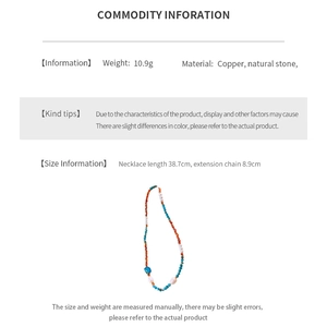 Detailed size specifications for the natural stone and freshwater pearl necklace