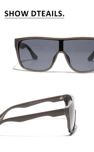 Detail showing the inner temple of grey oversized sunglasses with 20270 model code