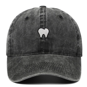 Washed Cotton Baseball Cap Vintage Distressed Tooth Embroidery Adjustable Sun Protection Outdoor Sport Dad Hat