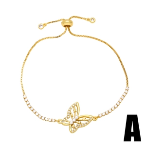 Elegant gold butterfly bracelet with pearls and adjustable sliding chain for women