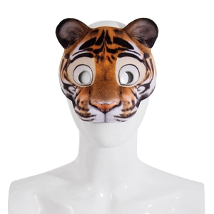 Cartoon tiger half-face mask made of soft plush EVA for Halloween and party cosplay