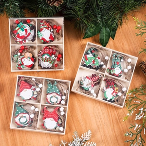 Christmas Wooden Gnome Ornaments Painted Faceless Old Man Hanging Decorations For Holiday Tree Party Home Decor